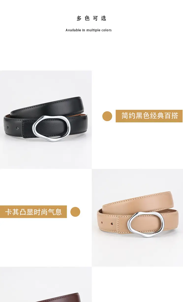 Men's Black Genuine Leather Belt with Silver Buckle β feature 6