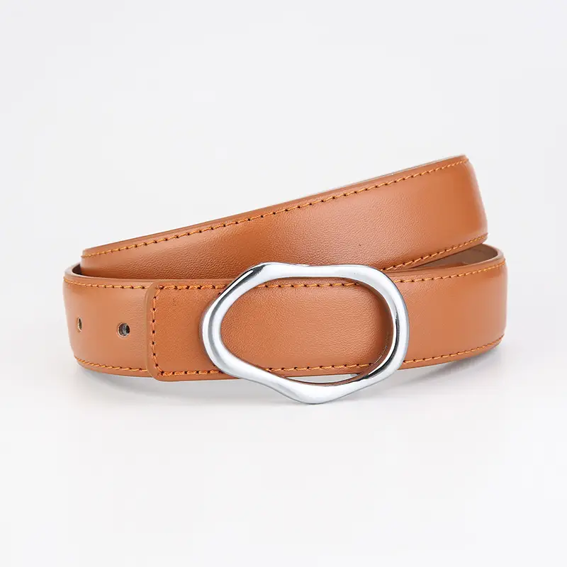 Men's Black Genuine Leather Belt with Silver Buckle - Image 2