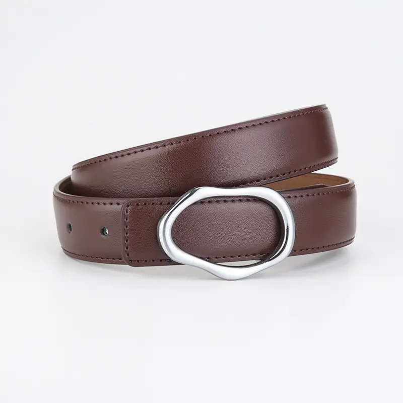 Men's Black Genuine Leather Belt with Silver Buckle - Image 3
