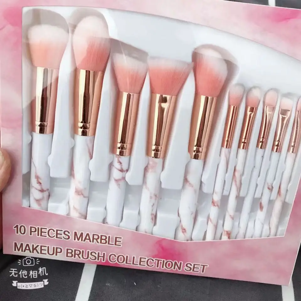 10 Marble Pattern Makeup Brushes Set for Blush, Foundation, Setting, Eyeshadow & Cosmetics — feature 28