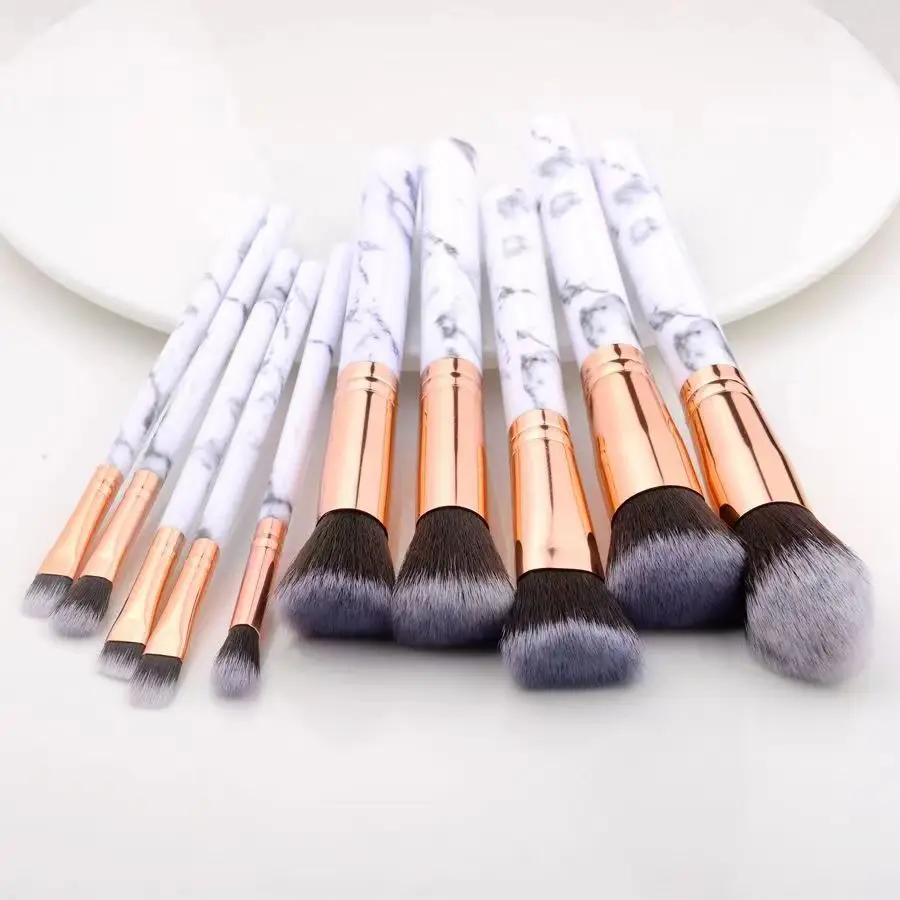 10 Marble Pattern Makeup Brushes Set for Blush, Foundation, Setting, Eyeshadow & Cosmetics — feature 7