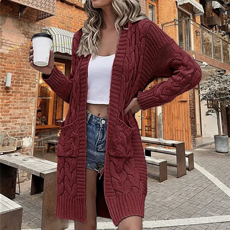 Women's Cream Knitted Long Sleeve Cardigan Sweater with Long Pants - Image 2