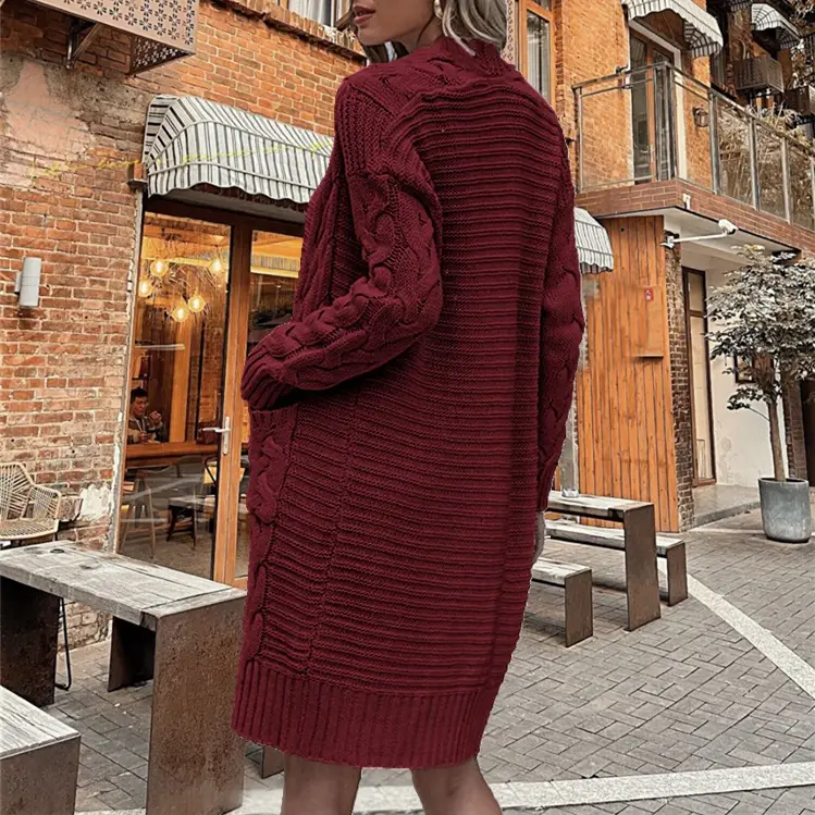 Women's Cream Knitted Long Sleeve Cardigan Sweater with Long Pants — feature 13