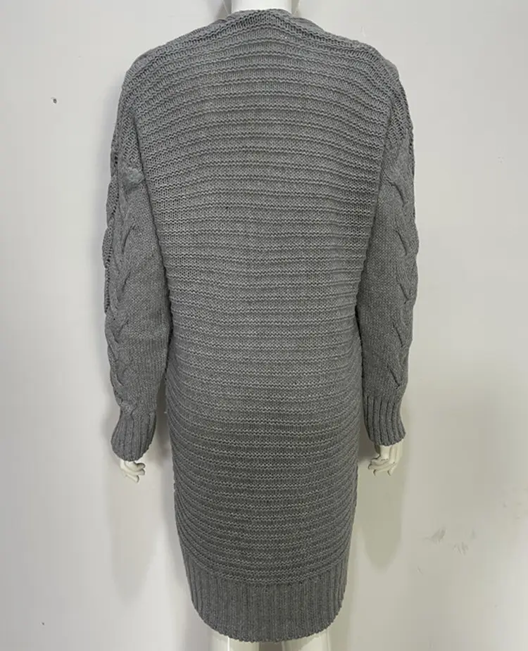 Women's Cream Knitted Long Sleeve Cardigan Sweater with Long Pants — feature 24