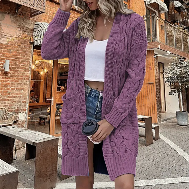 Women's Cream Knitted Long Sleeve Cardigan Sweater with Long Pants - Image 5