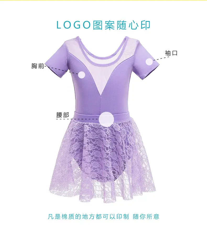 Blue Lace Ballet Dress for Girls Short Sleeve Dance Wear — feature 3