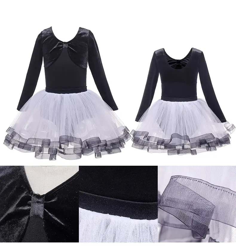 Blue Lace Ballet Dress for Girls Short Sleeve Dance Wear — feature 6