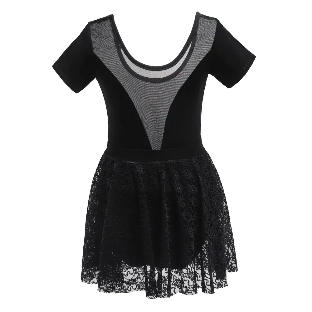 Blue Lace Ballet Dress for Girls Short Sleeve Dance Wear - Image 4