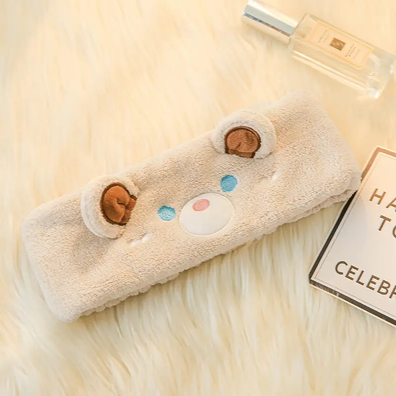 Cute Cartoon Bear Plush Face Wash Headband - Image 2