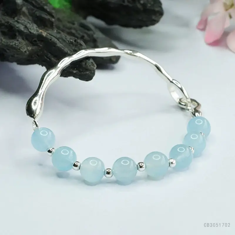 Blue Crystal Aquamarine Gemstone Bracelet for Women - Image 2