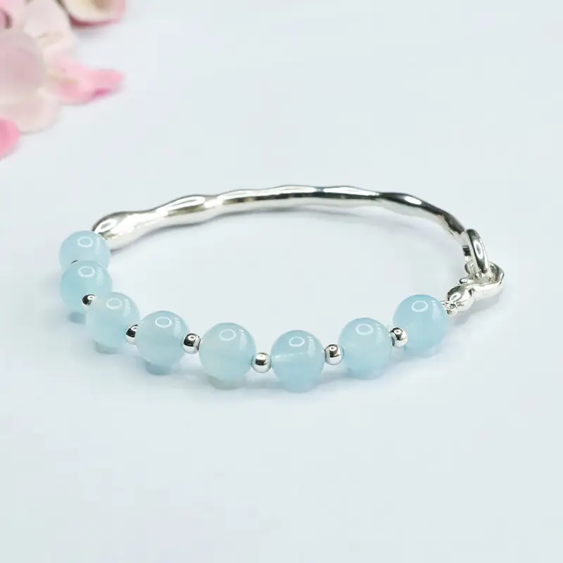 Blue Crystal Aquamarine Gemstone Bracelet for Women - Image 3