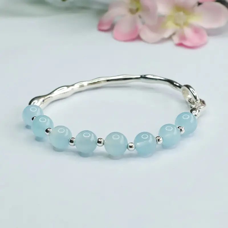 Blue Crystal Aquamarine Gemstone Bracelet for Women - Image 4