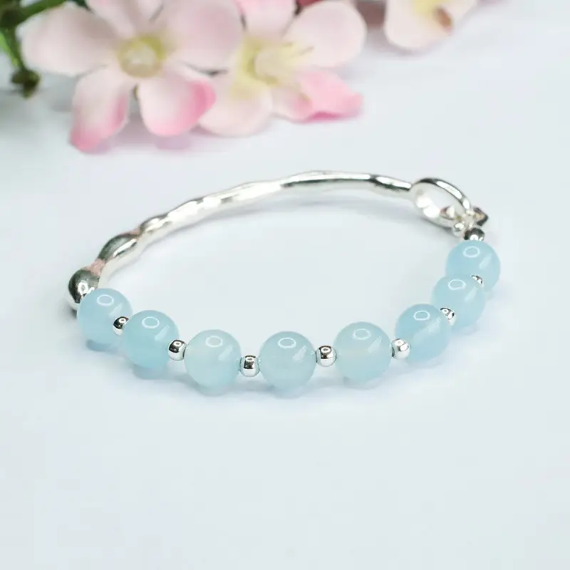 Blue Crystal Aquamarine Gemstone Bracelet for Women - Image 5