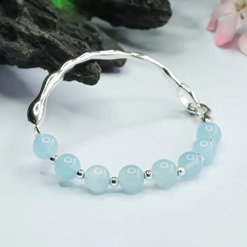 Blue Crystal Aquamarine Gemstone Bracelet for Women — feature 11