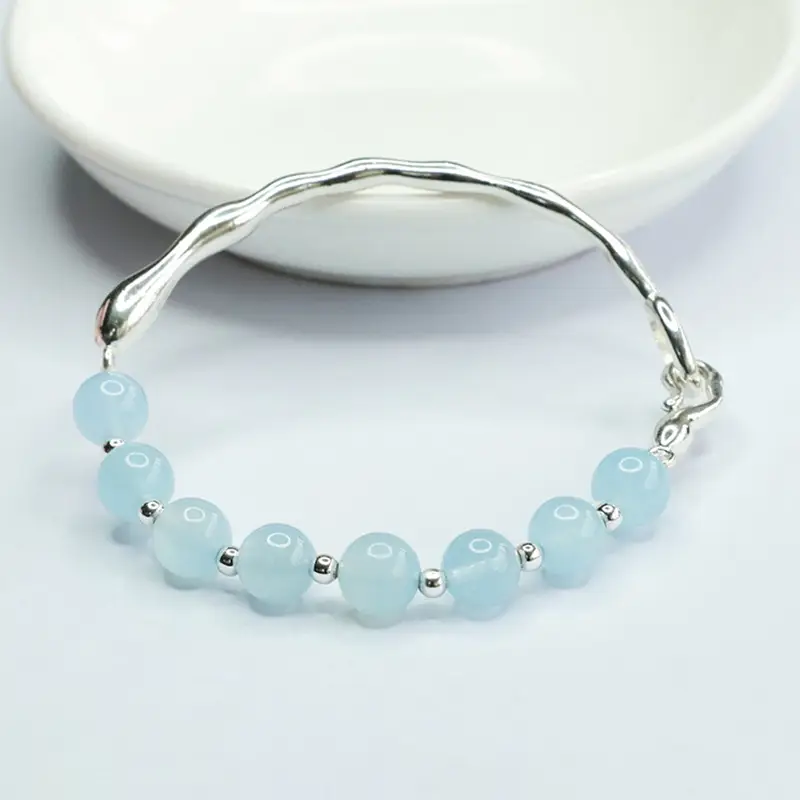 Blue Crystal Aquamarine Gemstone Bracelet for Women — feature 7