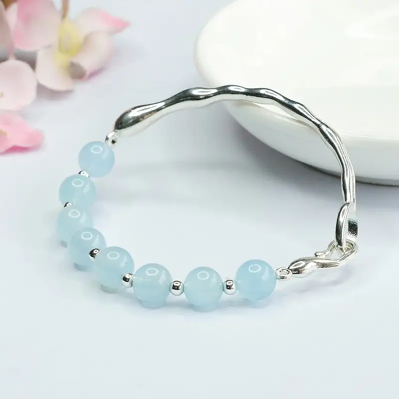 Blue Crystal Aquamarine Gemstone Bracelet for Women — feature 8