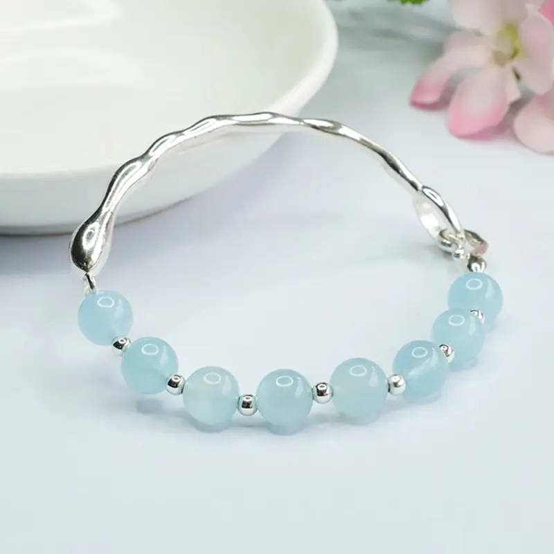 Blue Crystal Aquamarine Gemstone Bracelet for Women — feature 9