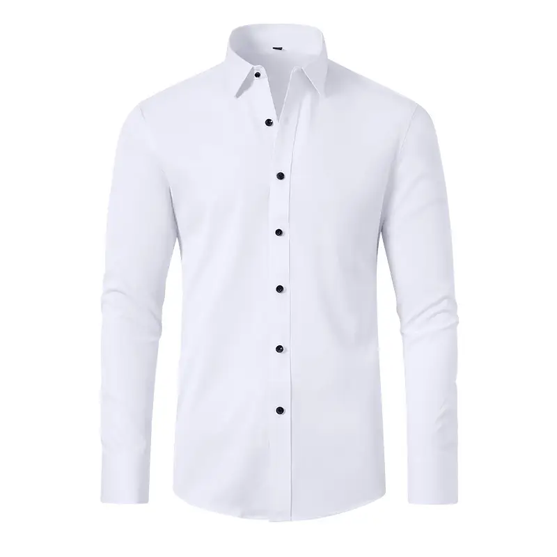 Men's Blue Cross-Border Stretch Shirt Long Sleeve Business Casual - Image 12