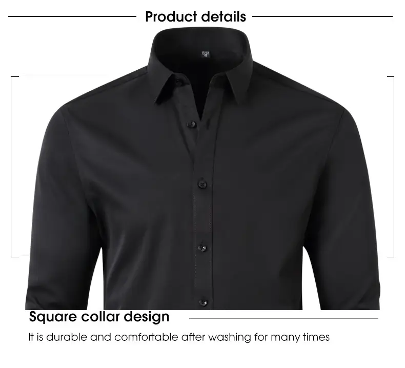 Men's Blue Cross-Border Stretch Shirt Long Sleeve Business Casual — feature 14