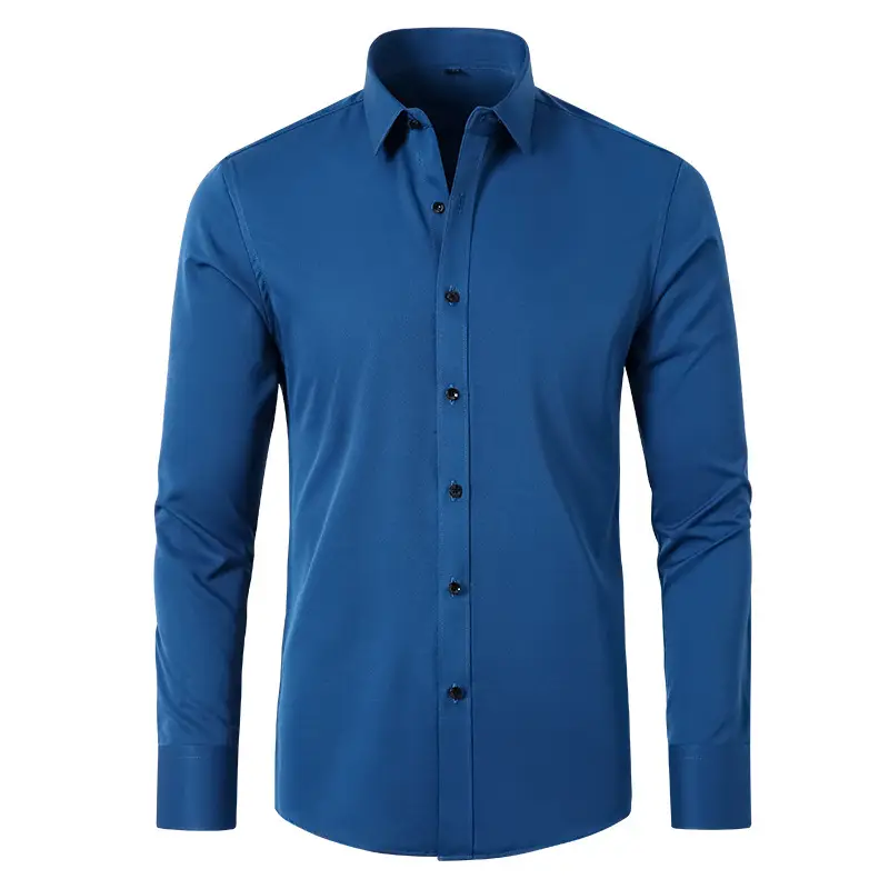 Men's Blue Cross-Border Stretch Shirt Long Sleeve Business Casual — feature 20