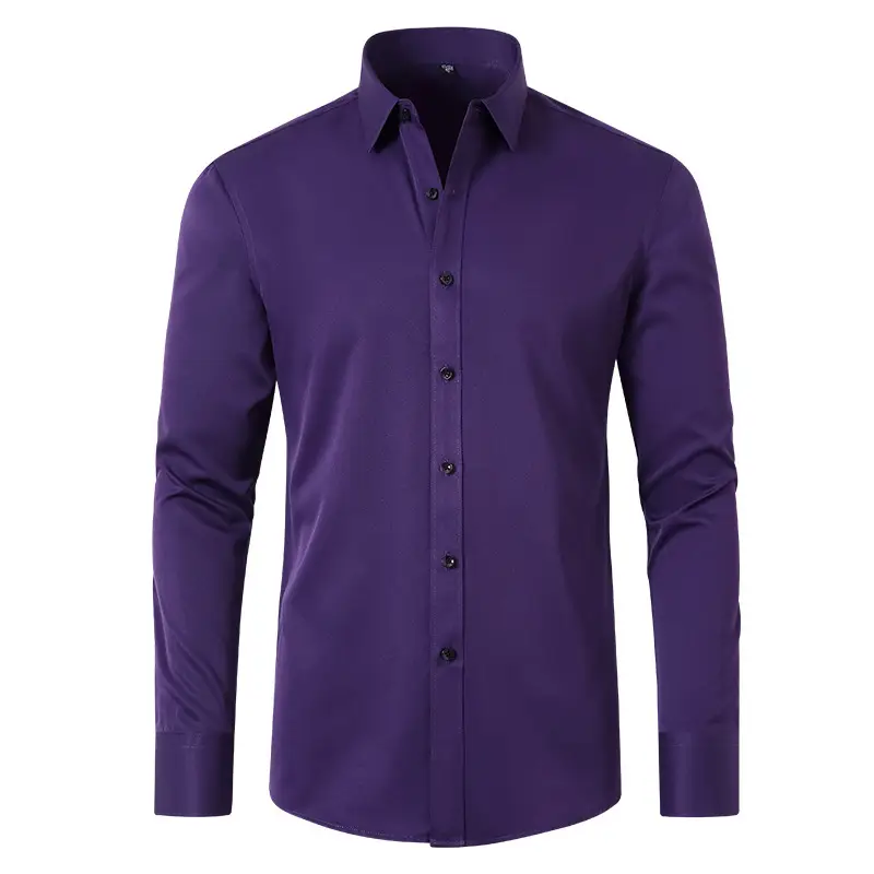 Men's Blue Cross-Border Stretch Shirt Long Sleeve Business Casual — feature 21