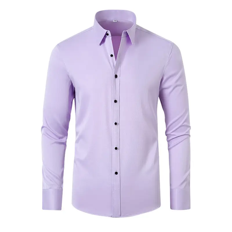 Men's Blue Cross-Border Stretch Shirt Long Sleeve Business Casual — feature 27
