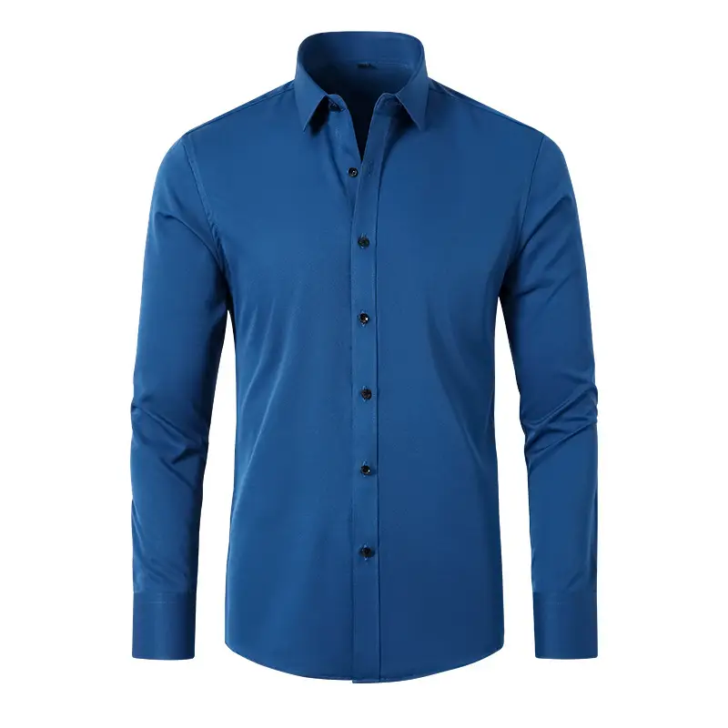 Men's Blue Cross-Border Stretch Shirt Long Sleeve Business Casual — feature 30
