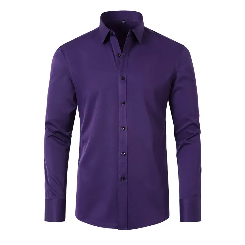 Men's Blue Cross-Border Stretch Shirt Long Sleeve Business Casual — feature 31