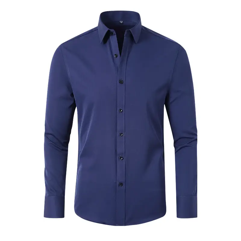 Men's Blue Cross-Border Stretch Shirt Long Sleeve Business Casual — feature 32