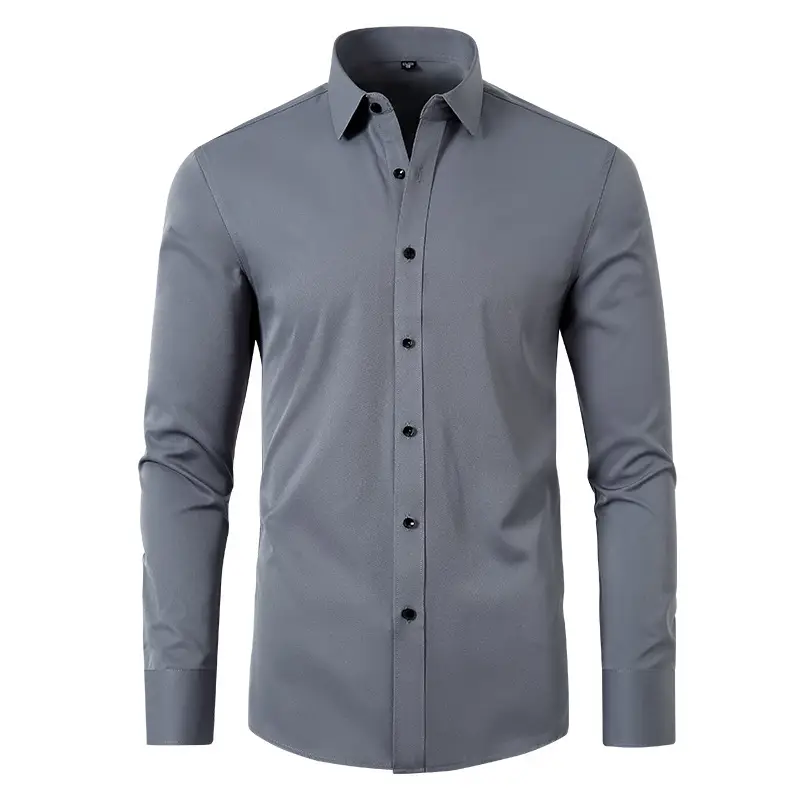 Men's Blue Cross-Border Stretch Shirt Long Sleeve Business Casual — feature 33