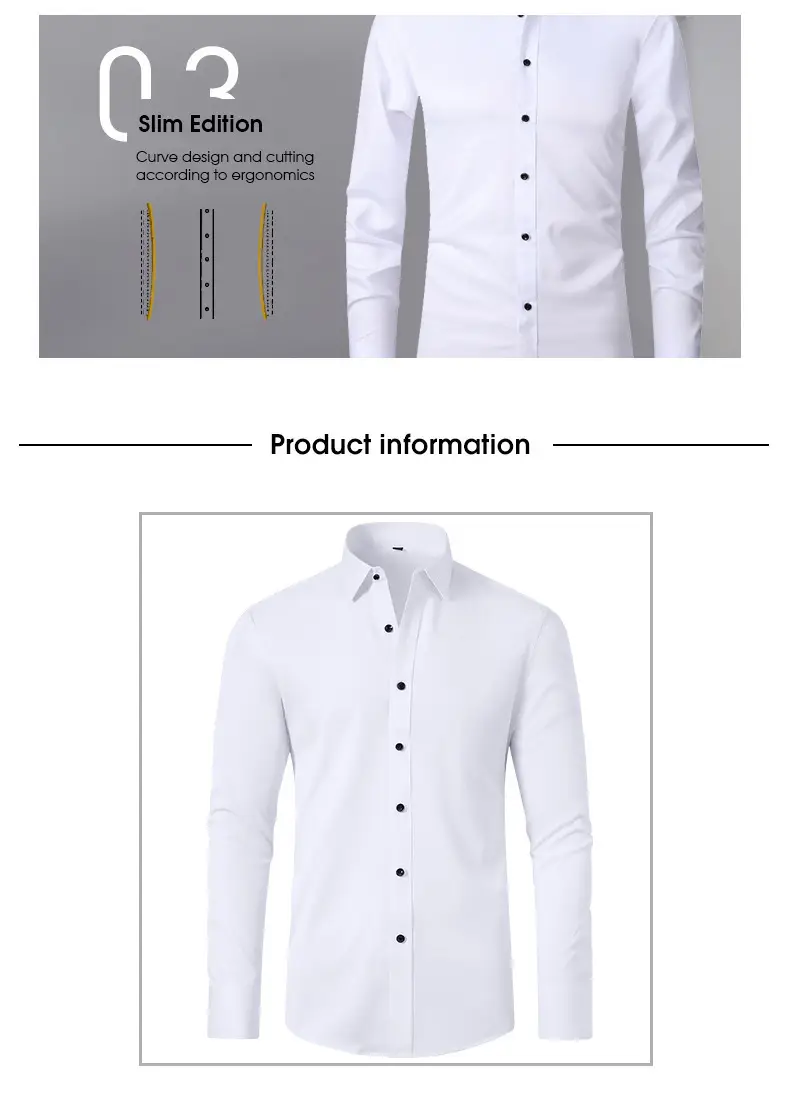 Men's Blue Cross-Border Stretch Shirt Long Sleeve Business Casual — feature 6