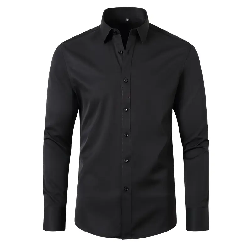 Men's Blue Cross-Border Stretch Shirt Long Sleeve Business Casual - Image 2