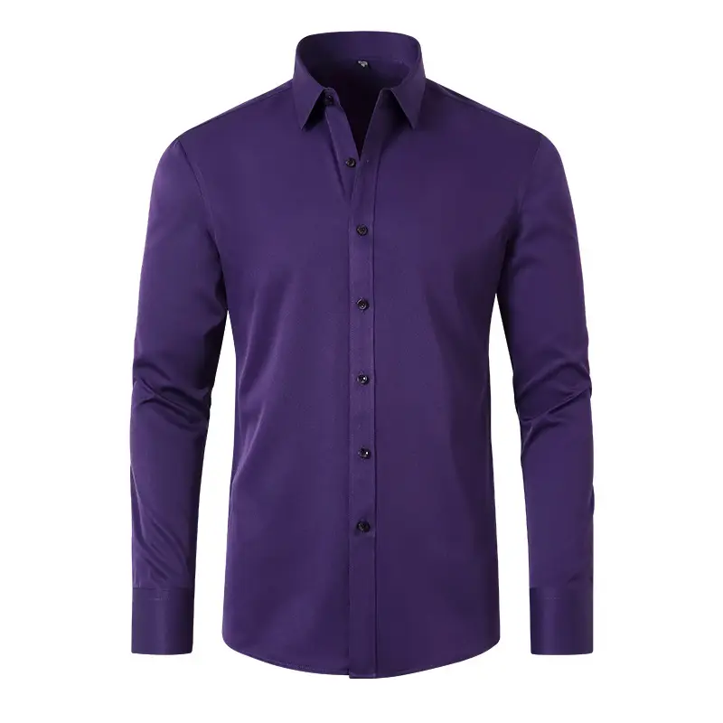 Men's Blue Cross-Border Stretch Shirt Long Sleeve Business Casual - Image 6