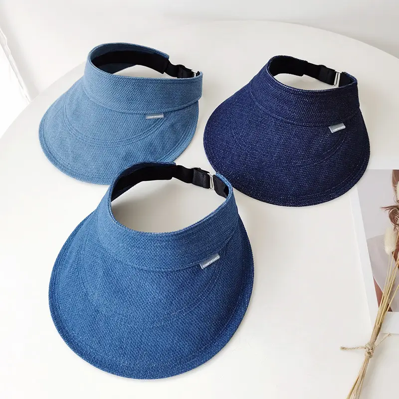 Women's Foldable Denim Sun Hat Blue Backed Shade - Image 8