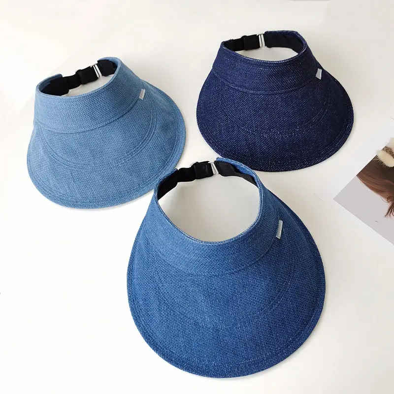 Women's Foldable Denim Sun Hat Blue Backed Shade — feature 1