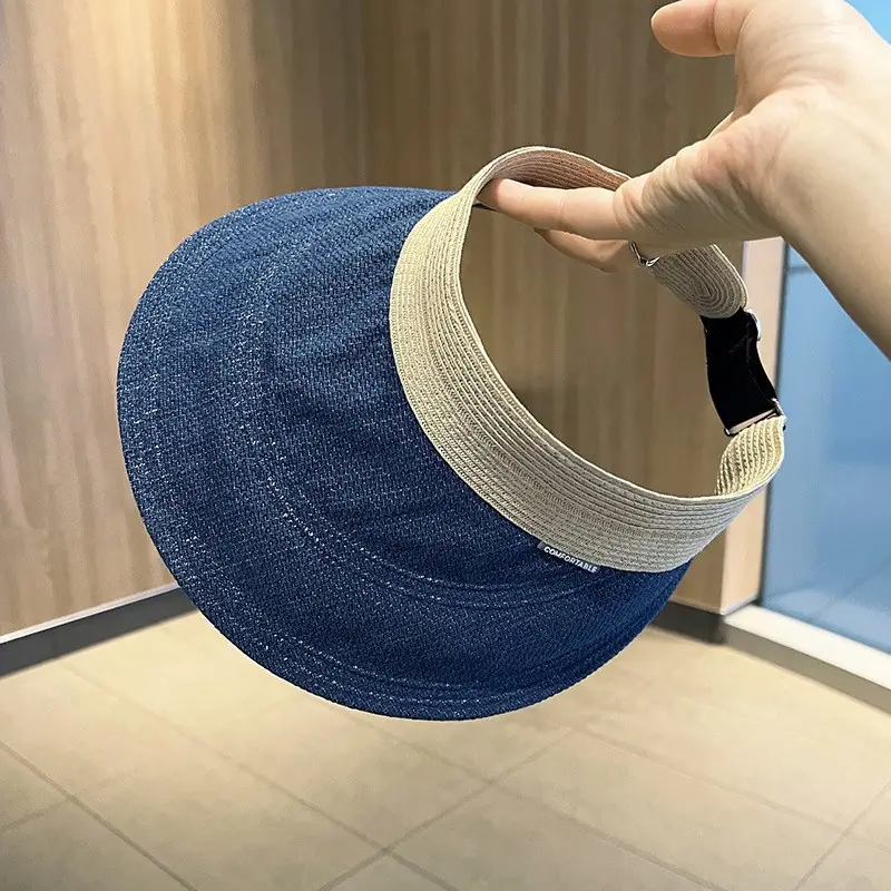 Women's Foldable Denim Sun Hat Blue Backed Shade - Image 5