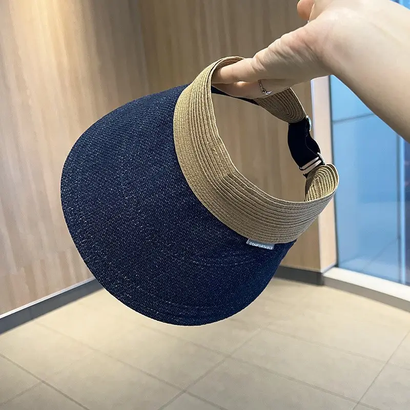 Women's Foldable Denim Sun Hat Blue Backed Shade - Image 6