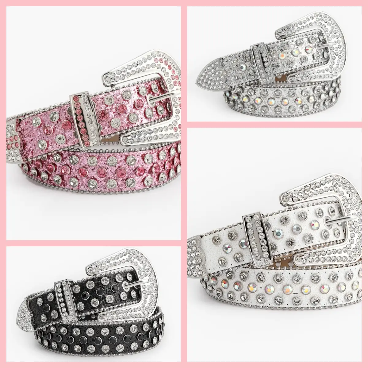 Women's Rhinestone Crossbody Belt with Buckle - Image 6