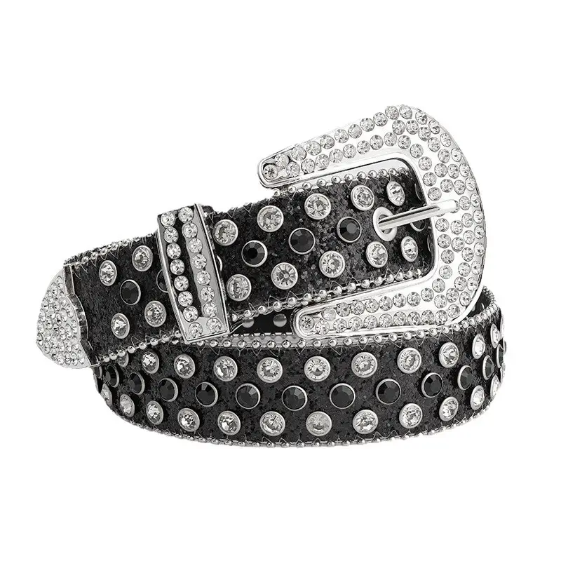 Women's Rhinestone Crossbody Belt with Buckle - Image 9