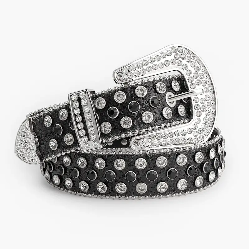 Women's Rhinestone Crossbody Belt with Buckle