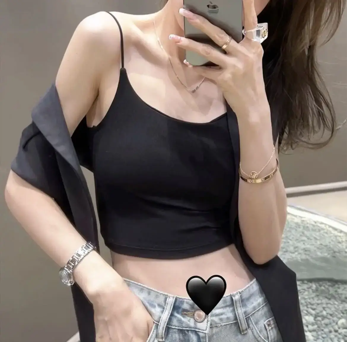 Women's Gray Spice Girl Strap Top with Printed Pants — feature 14