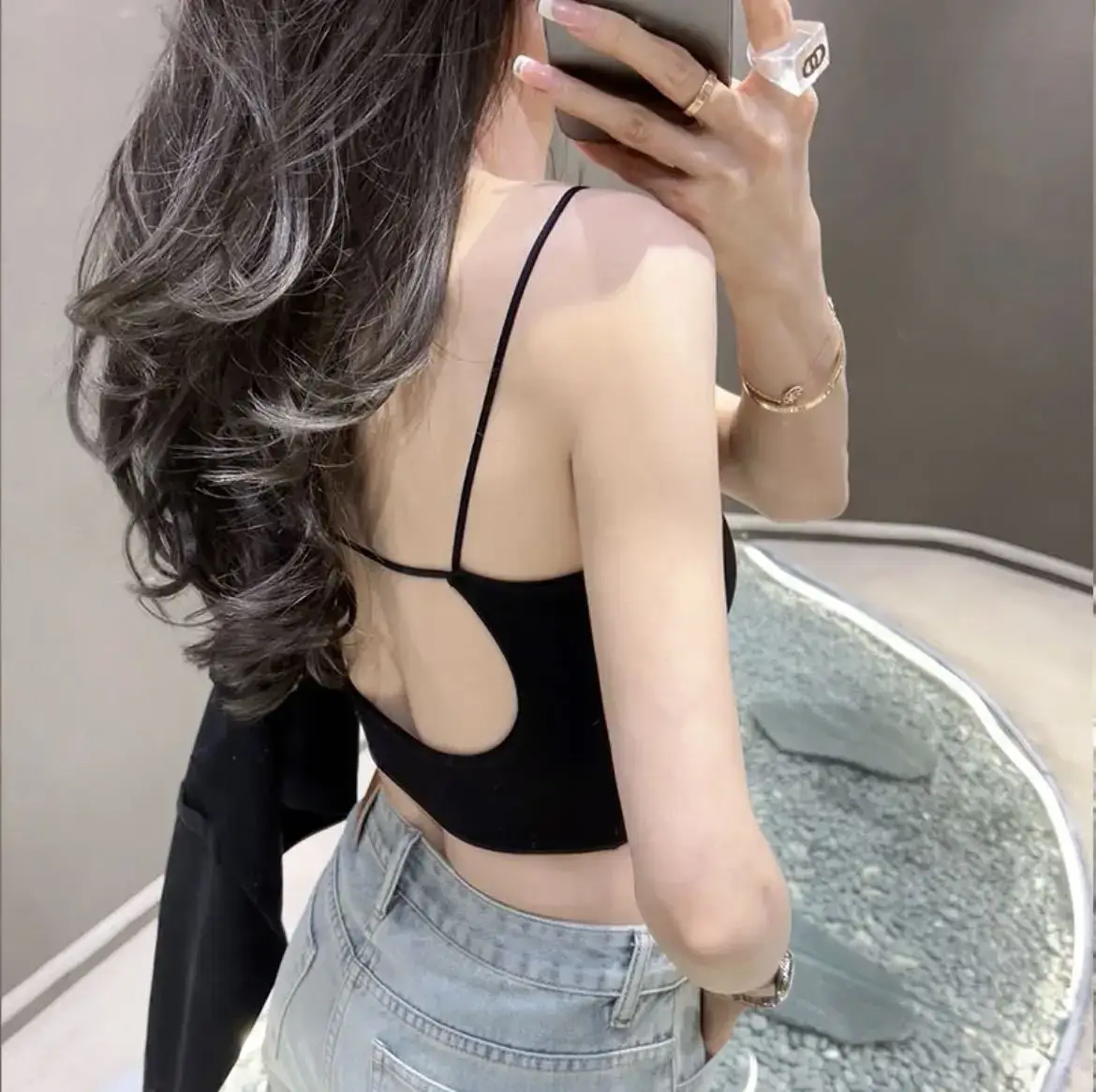 Women's Gray Spice Girl Strap Top with Printed Pants — feature 18