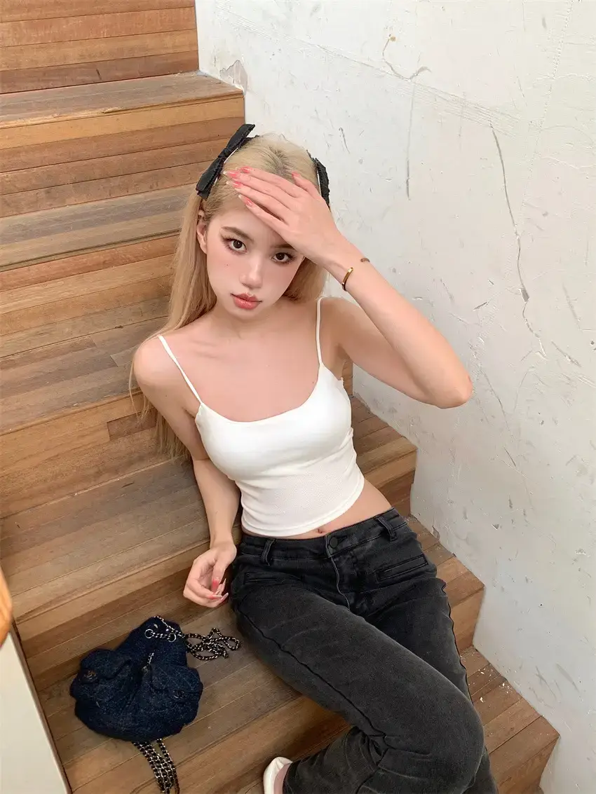 Women's Gray Spice Girl Strap Top with Printed Pants — feature 21