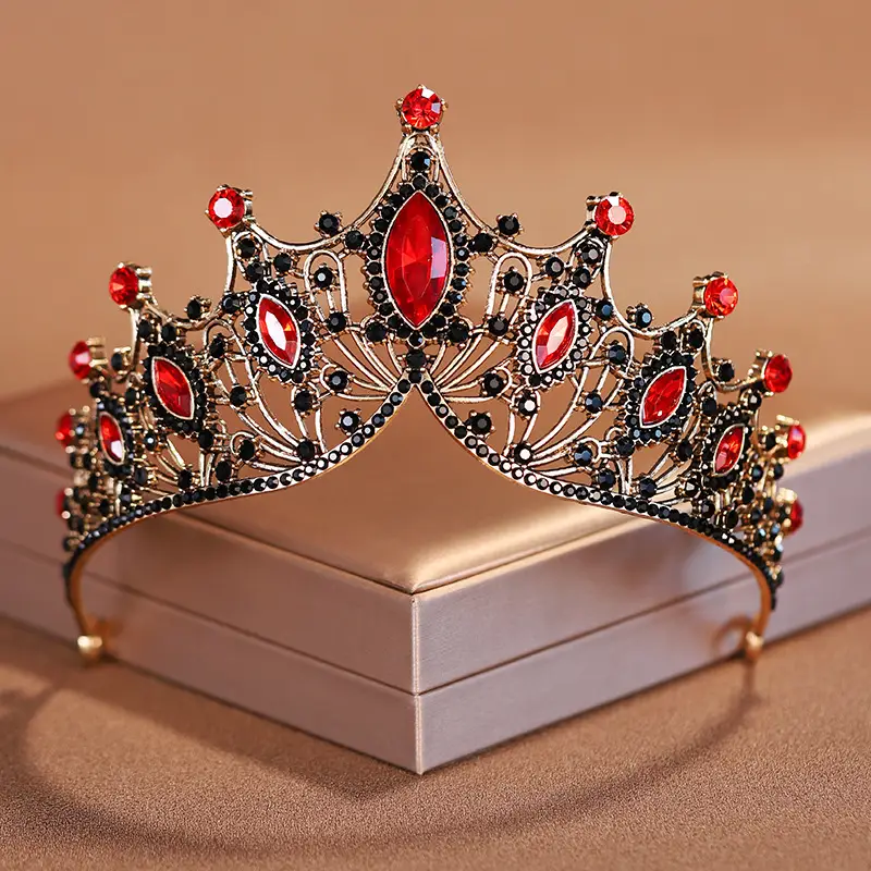 Red Crystal Bridal Crown for Girls 18+ - Image 3