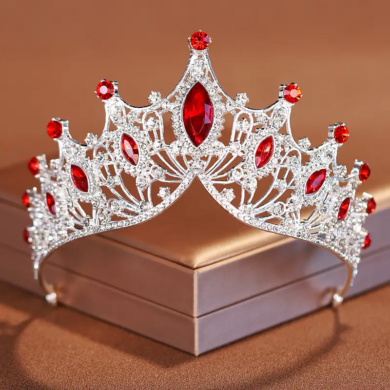 Red Crystal Bridal Crown for Girls 18+ - Image 6