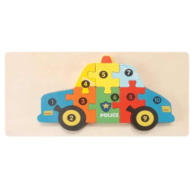 Three-Dimensional Wooden Puzzle Traffic Car for Kids - Image 3
