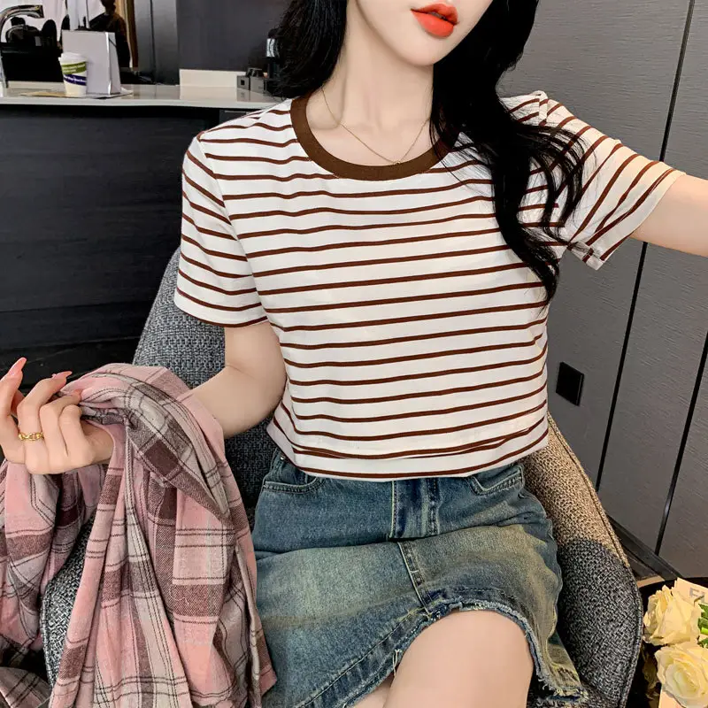 Striped Nursing T-Shirt Green White Summer Hot Mom - Image 2