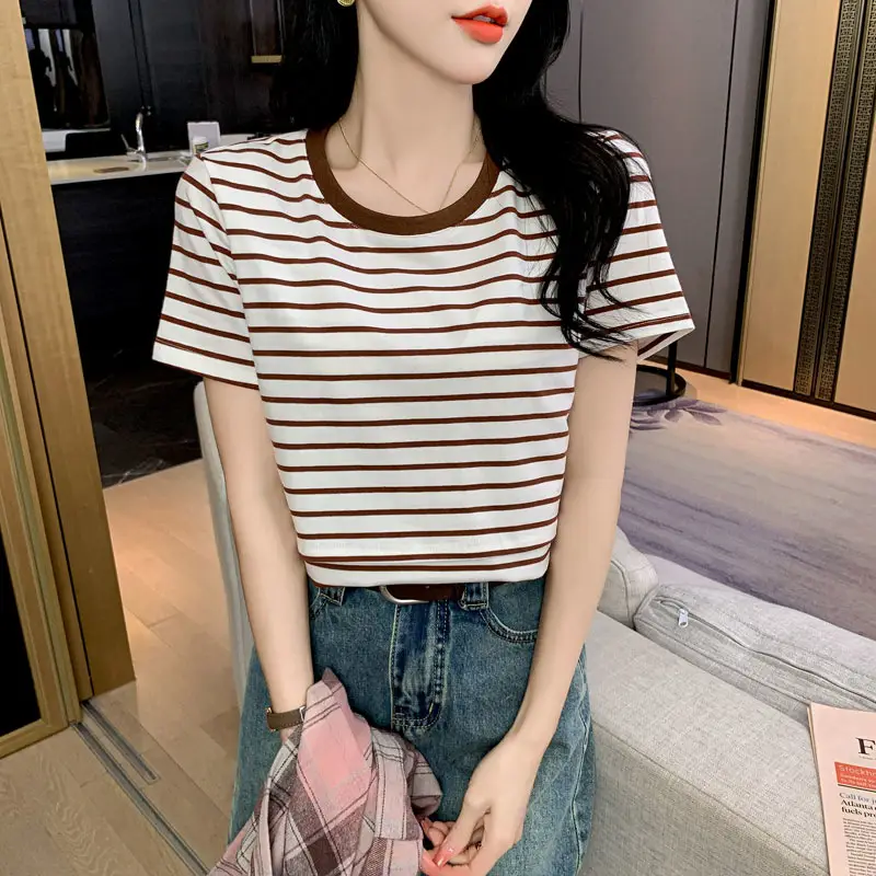 Striped Nursing T-Shirt Green White Summer Hot Mom — feature 20