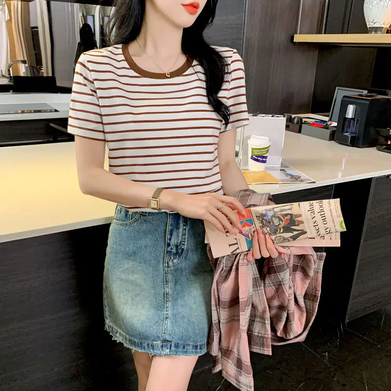 Striped Nursing T-Shirt Green White Summer Hot Mom — feature 25