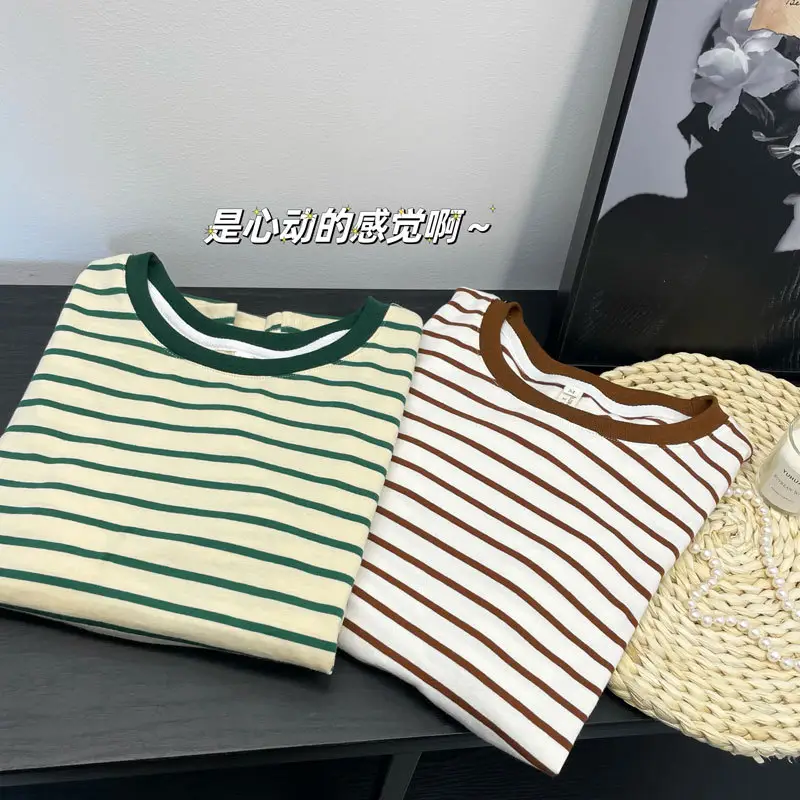 Striped Nursing T-Shirt Green White Summer Hot Mom — feature 27